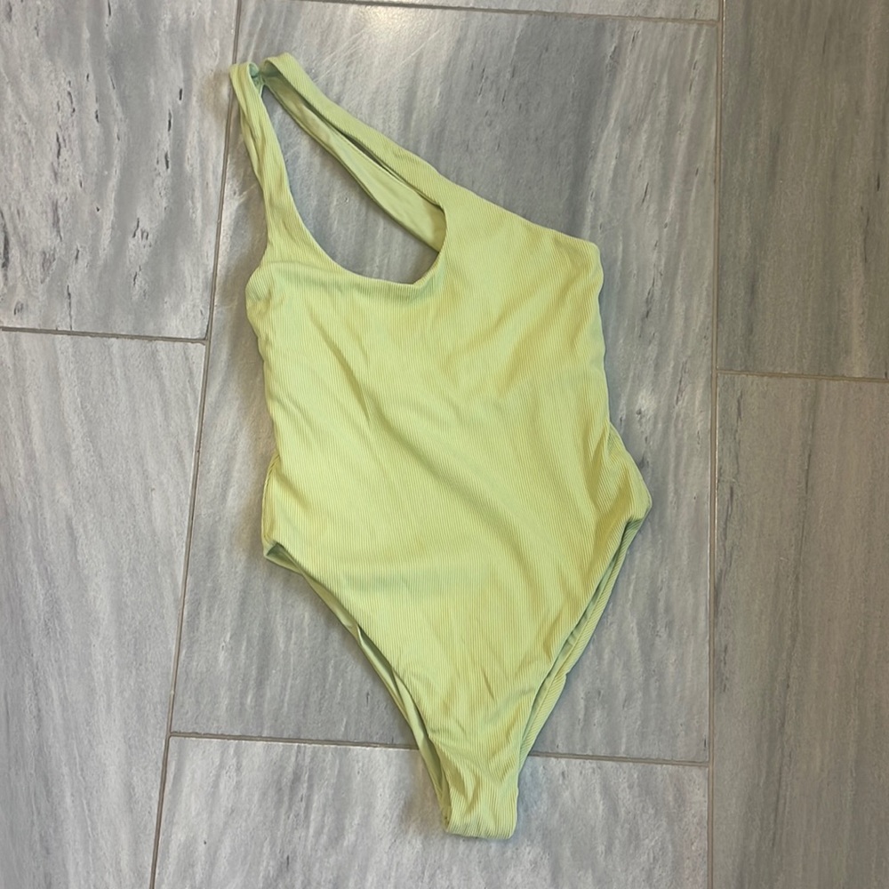 Lspace lime green ribbed one piece